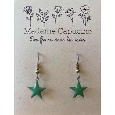 Boucles d'oreilles étoiles menthe Madame Capucine