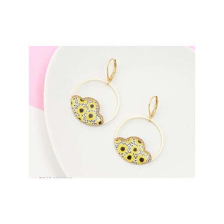 Boucles d'oreilles Camélia Fleurs citron