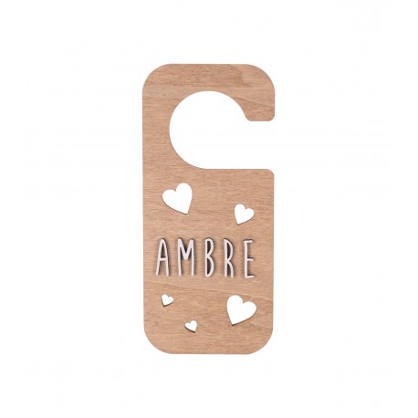 Plaque de porte personnalisable en bois - Coeur