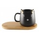 Mug Cerf noir et petit plateau en bambou