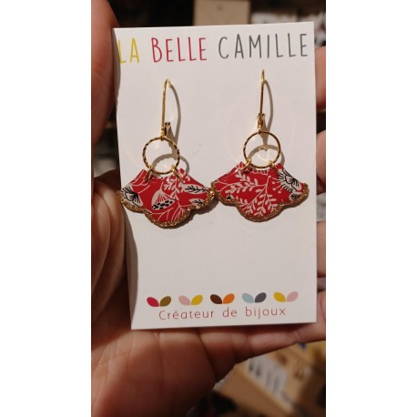 Boucles d'oreilles Lison végétal rouge La Belle Camille