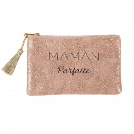 Zakje "Maman parfaite" glitter roze