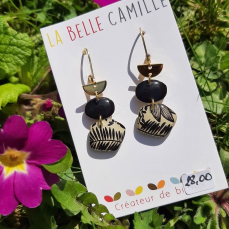 Oorbellen Selma black ink La Belle Camille