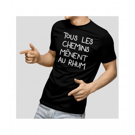 T-shirt-Homme - Tous les chemins mènent au rhum