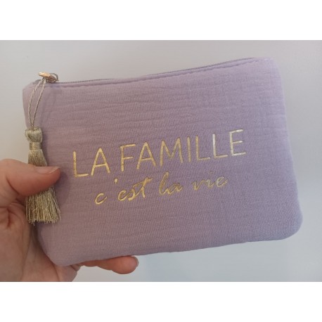 Pochette "La famille, c'est la vie"mauve