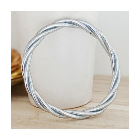 Boeddhistische armband zilver dik