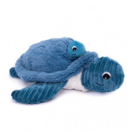 Knuffel Ptipotos Schildpad moeder/vader/baby blauw