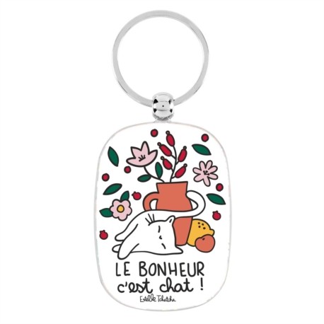 Porte-clef "Le bonheur, c'est chat"