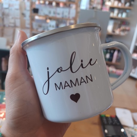 Tasse émaillée "Jolie maman"