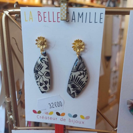 Boucles d'oreilles Ange black ink La Belle Camille