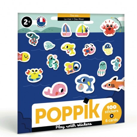 6 kaarten + 100 Stickers Zeedieren ( 2 jaar+)