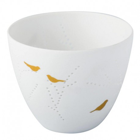 Photophore oiseaux porcelaine petit