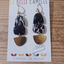 Boucles d'oreilles Janie Vintage noir La belle Camille