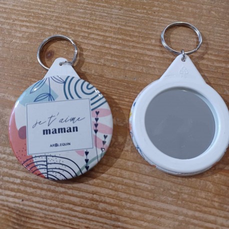 Sleutelhanger + spiegel "Je t'aime maman"