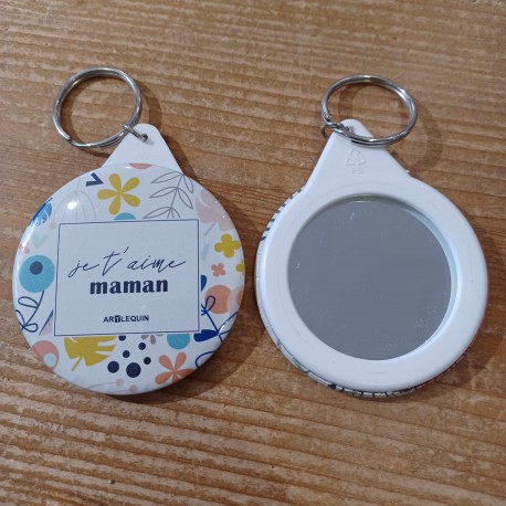 Porte-clé + miroir "Je t'aime maman"