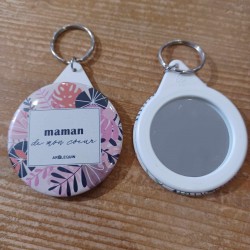 Porte-clé + miroir "maman de mon coeur"